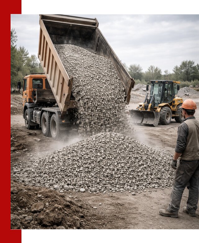 Доставка щебня в Дагестанских Огнях крупными и мелкими фракциями