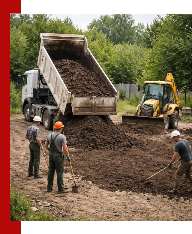 Доставка и укладка грунта для выравнивания участка в Дагестанских Огнях