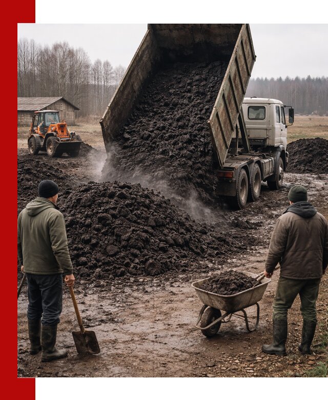 Доставка низинного торфа с разгрузкой и доставкой в Дагестанских Огнях