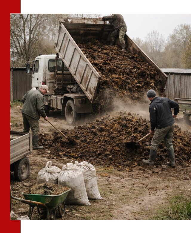 Доставка коровьего навоза самосвалом в Дагестанских Огнях