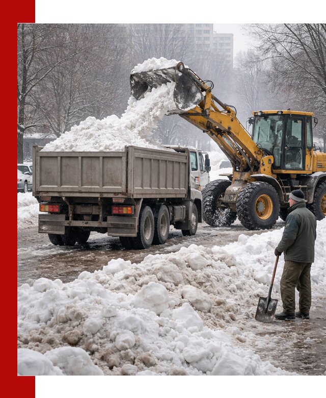 Вывоз снега грузовой техникой в Дагестанских Огнях оперативно и чисто